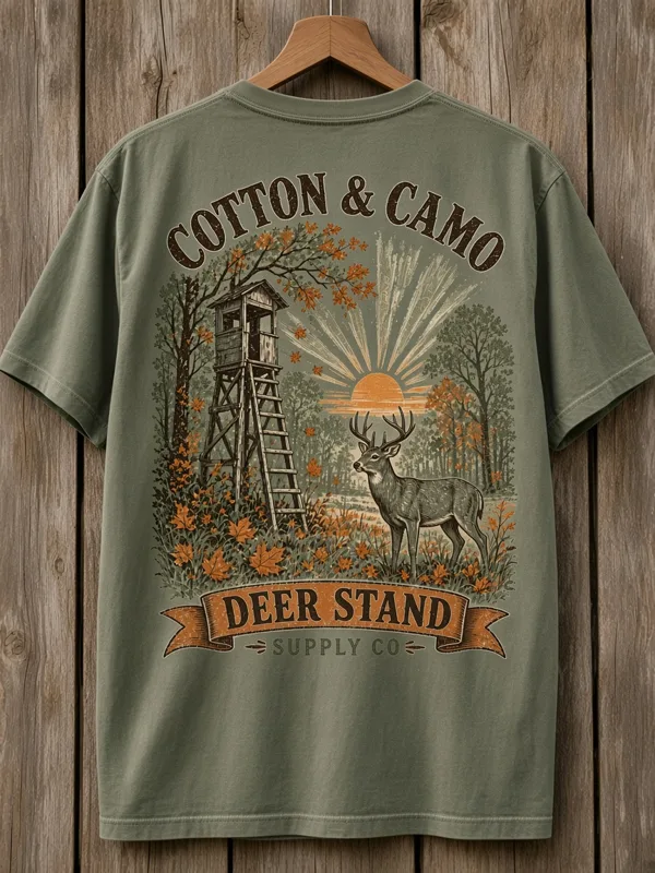 Deer Stand Tee front mockup (AI mockup)